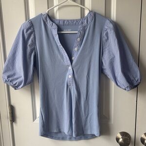 Nine West Light Blue Button-Up Blouse